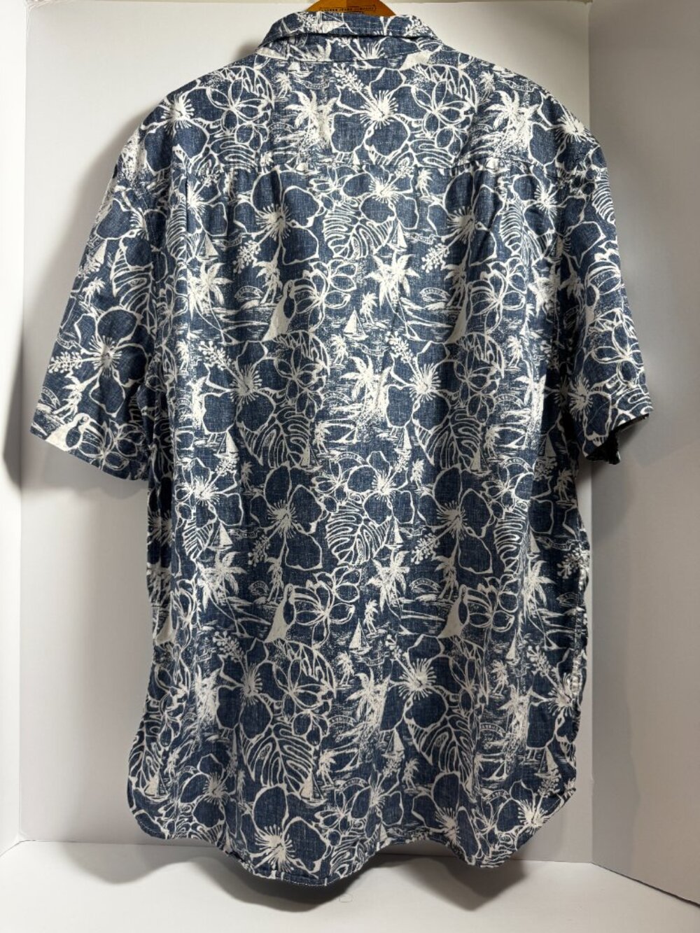 Retrofit Men's XXL Hawaiian Floral Tropical Button Up Shirt Blue White Cotton - Picture 4 of 11